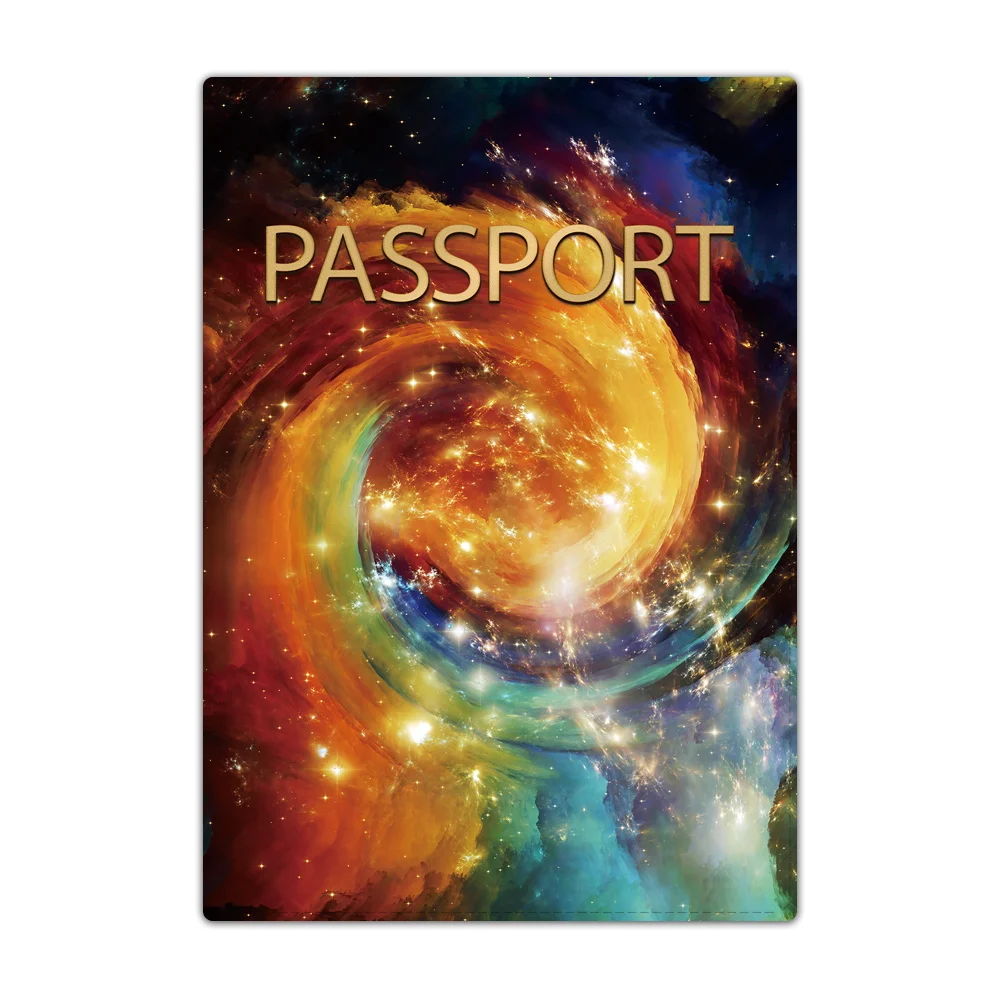 Porte-passeport de voyage en cuir Transparent, porte-cartes d\'identité, porte-cartes de crédit, pochette, motif d\'espace