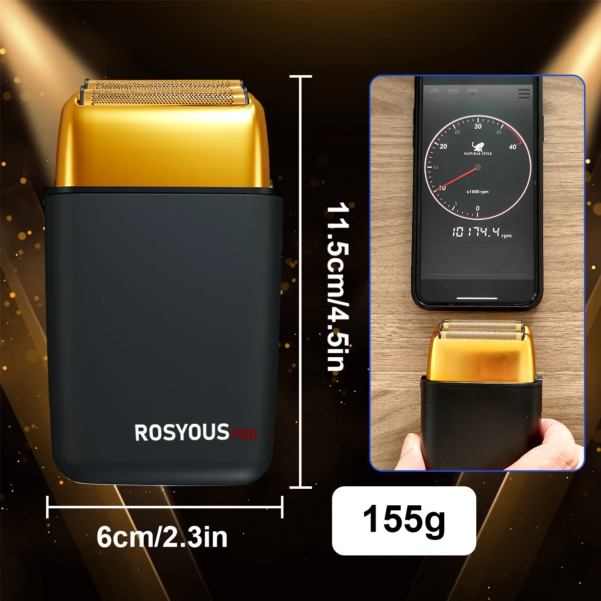 ROSYOUS RS620 Professional Barber Shaver Double Foil 10000RPM USB Interface 800mAh Hair Clipper Men's Electric Beard