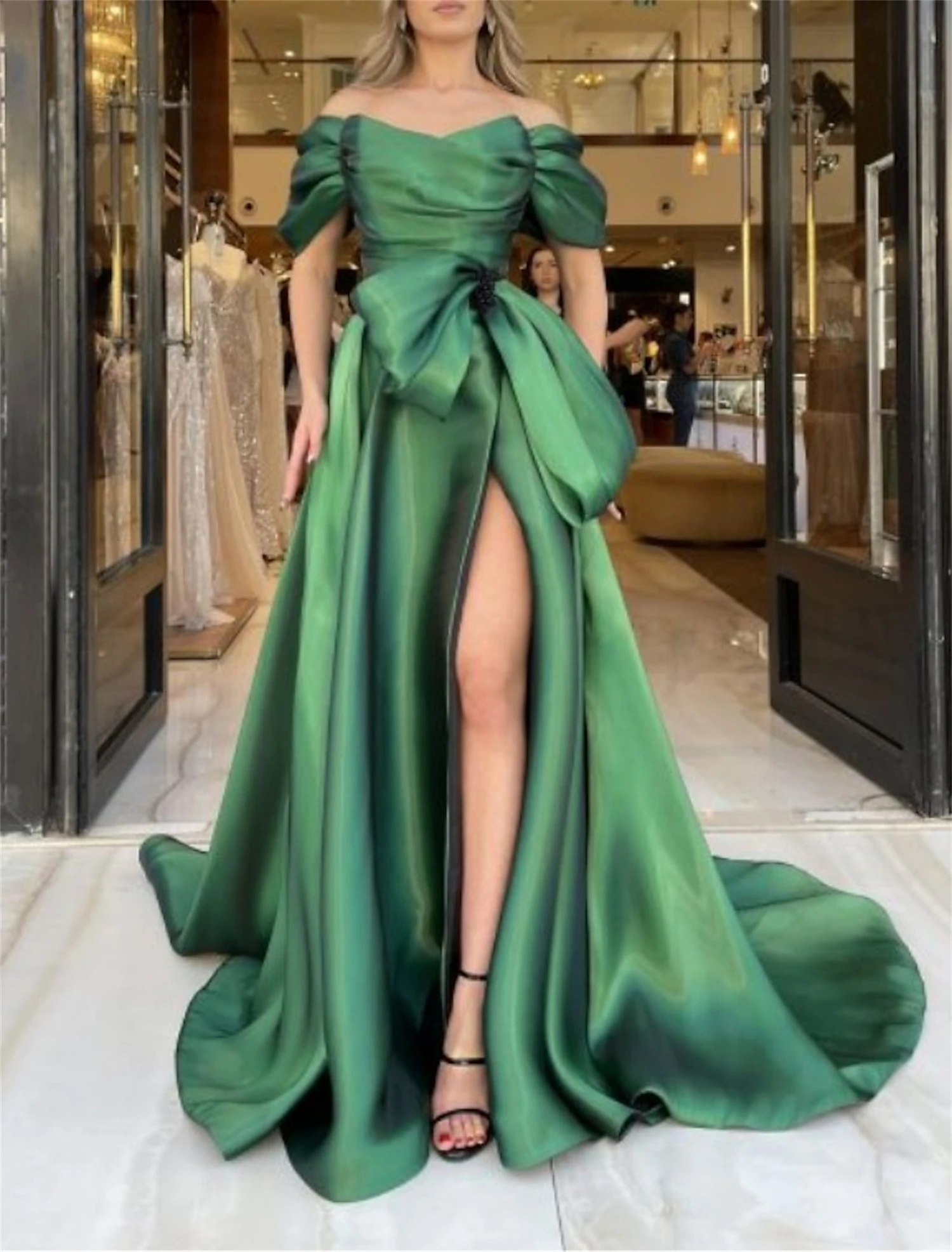 Aileen Green Party Dress for Wedding Ceremony Dress Party Evening Elegant Luxury Celebrity Line A Customized Evening Dresses