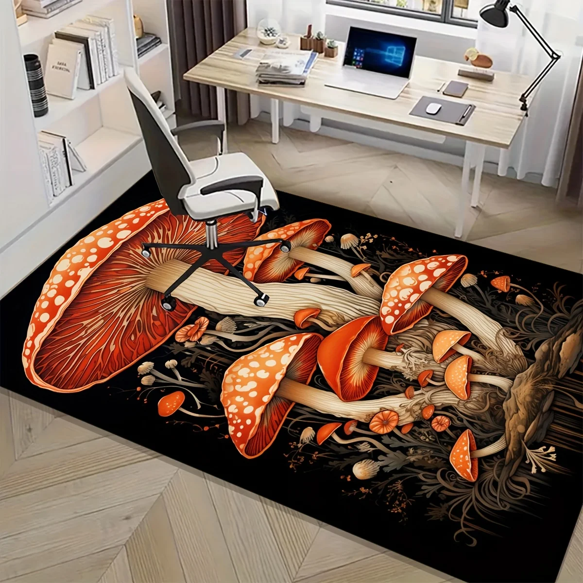 VIKAMA Mushroom Pattern Rug Bedroom, Living Room, Study, Entryway Decor Door Mat, Non-Slip, Stain-Resistant Floor Mat Home Decor