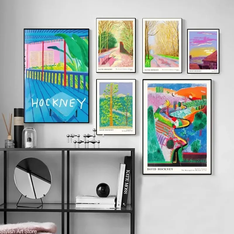 Modern Nordic Abstract David Hockney Canvas Art Colorful Wall Decor Prints for Living Room Room Decor Aesthetic