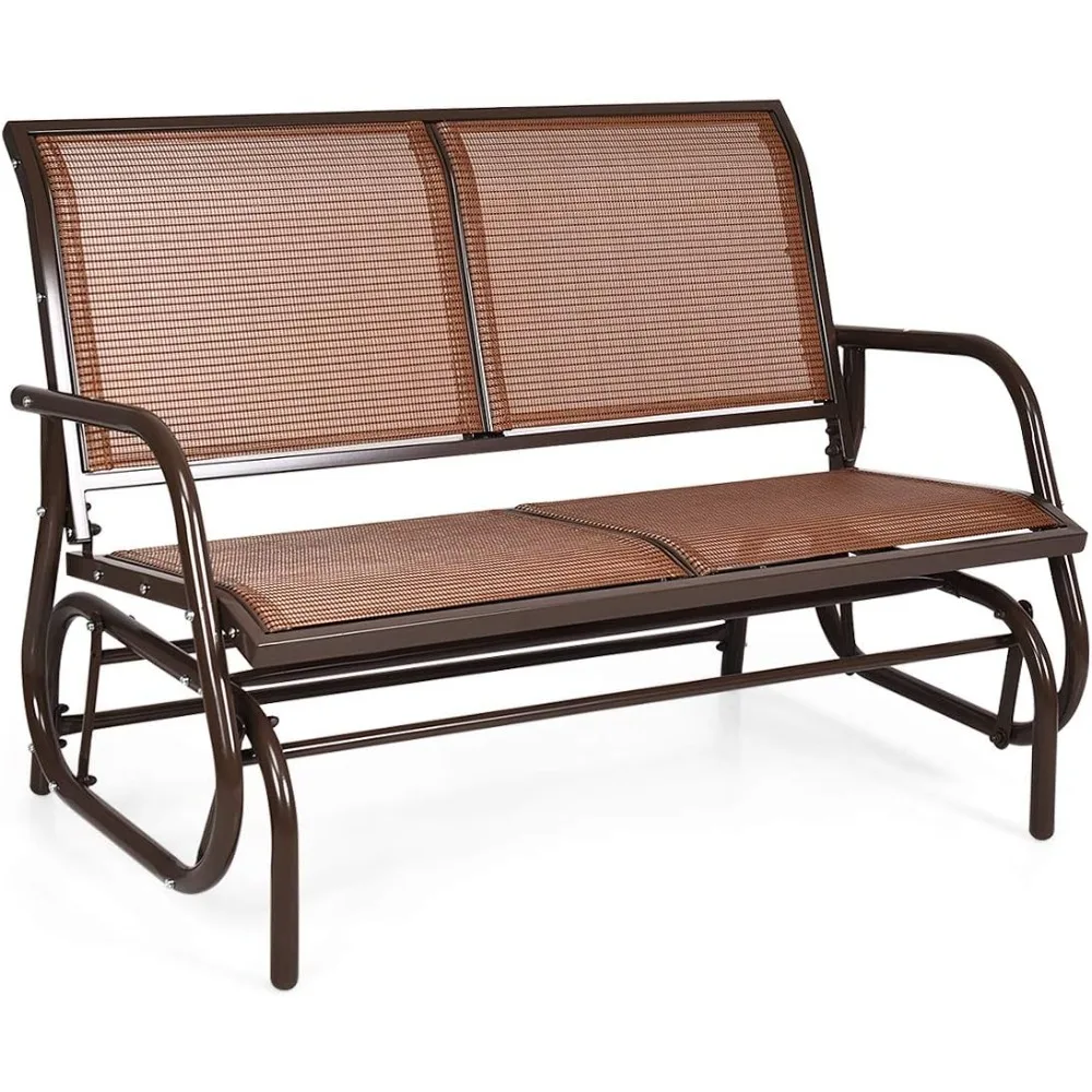 

Giantex Swing Glider Chair 48 Inch with Spacious Space, 2 People Lounge Cozy Patio Bench Outdoor & Indoor for Patio, Backyard, P