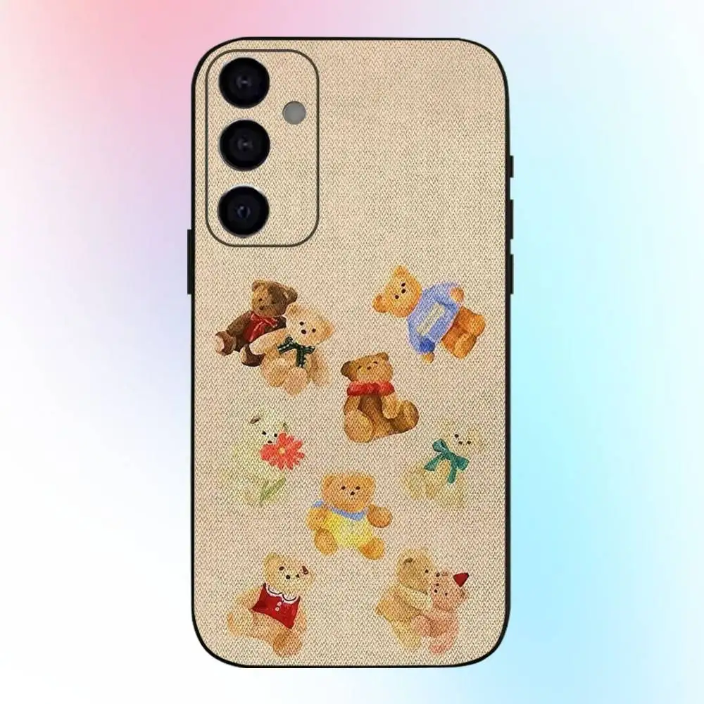 حافظة هاتف مرقعة تيدي بير لهاتف سامسونج جالاكسي A73، A72، A71، A70، A53، A52، A51، غطاء أسود ناعم آخر