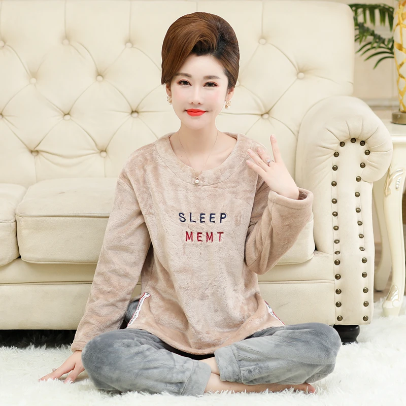 New Winter Sleepwear Women Pajama Thicken Flannel Loungewear