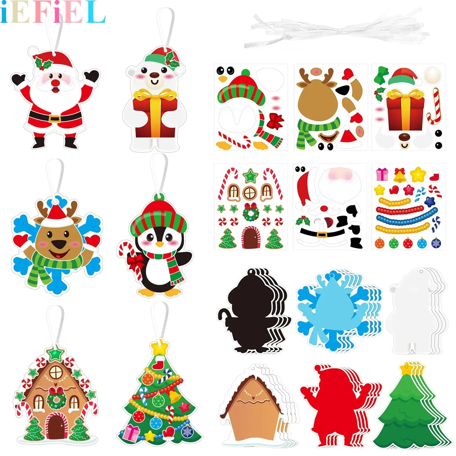 

Christmas Ornament Crafts Kit with Christmas Craft Stickers Ornament Making Kit for Kids Holiday Xmas Party Favors