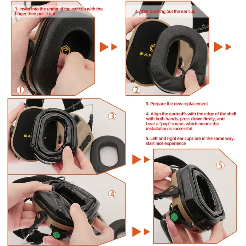 Gel Ear Pads Compatible with EARMOR M31/m32 Tactical Headphones Noise Cancelling Hearing Protection Shooting Headphone Adapter