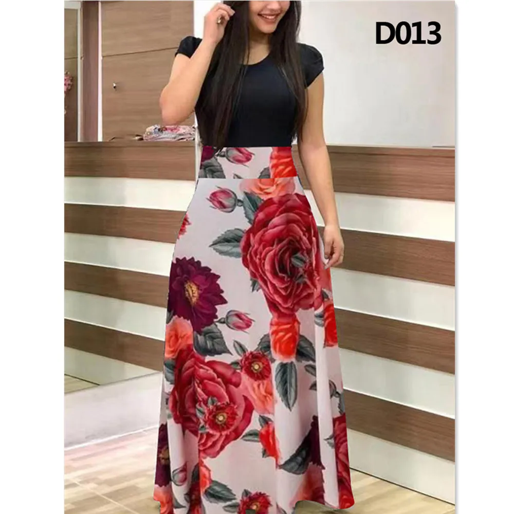 Vintage Clothes Roupas Feminina Vestido Summer Women's Floral Slim Fit Short Sleeved O-Neck Maxi Dress Is Fashion Long Dresses