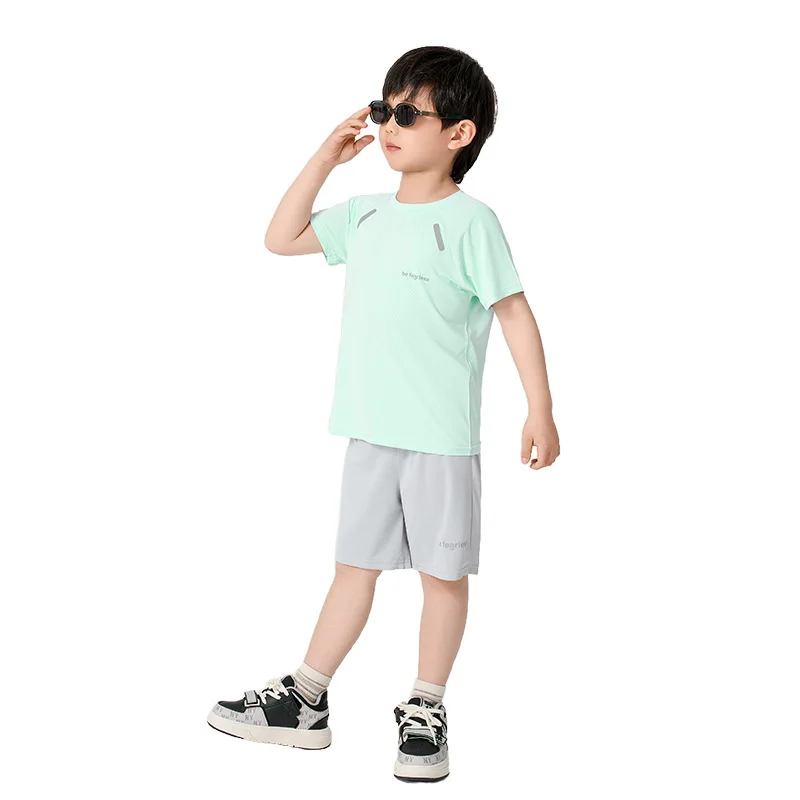 

Children Sporty Suits Boys Girls Summer Soft Comfortable Thin Top+Shorts 2Pc Outfits Kids Breathable Sets 4-14 Years Old
