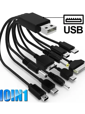 10In1 USB to Multi-ports USB Cable Universal Phone Charging Cable Multi-head Charging Cable Cord For Samsung Nokia Phone Charger