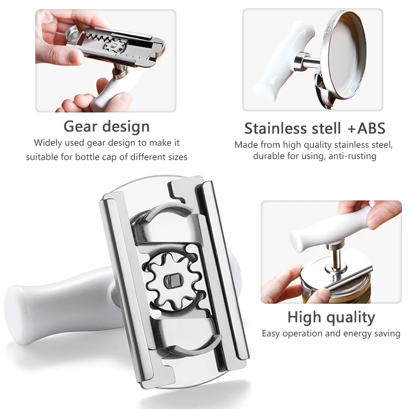 Adjustable Multi-Function Bottle Cap Opener Stainless Steel Lids Off Jar Opener Labor-Saving Screw Can Opener For Kitchen Gadget