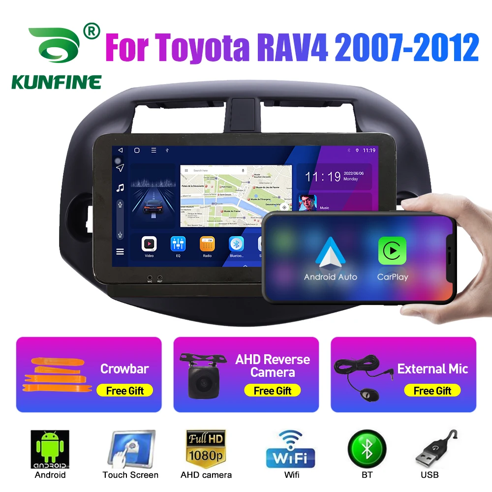 

10,33-дюймовый автомобильный радиоприемник для Toyota RAV4 2007-2012 2Din Android, восьмиядерный автомобильный стерео DVD, GPS-навигатор, плеер QLED, экран Carplay