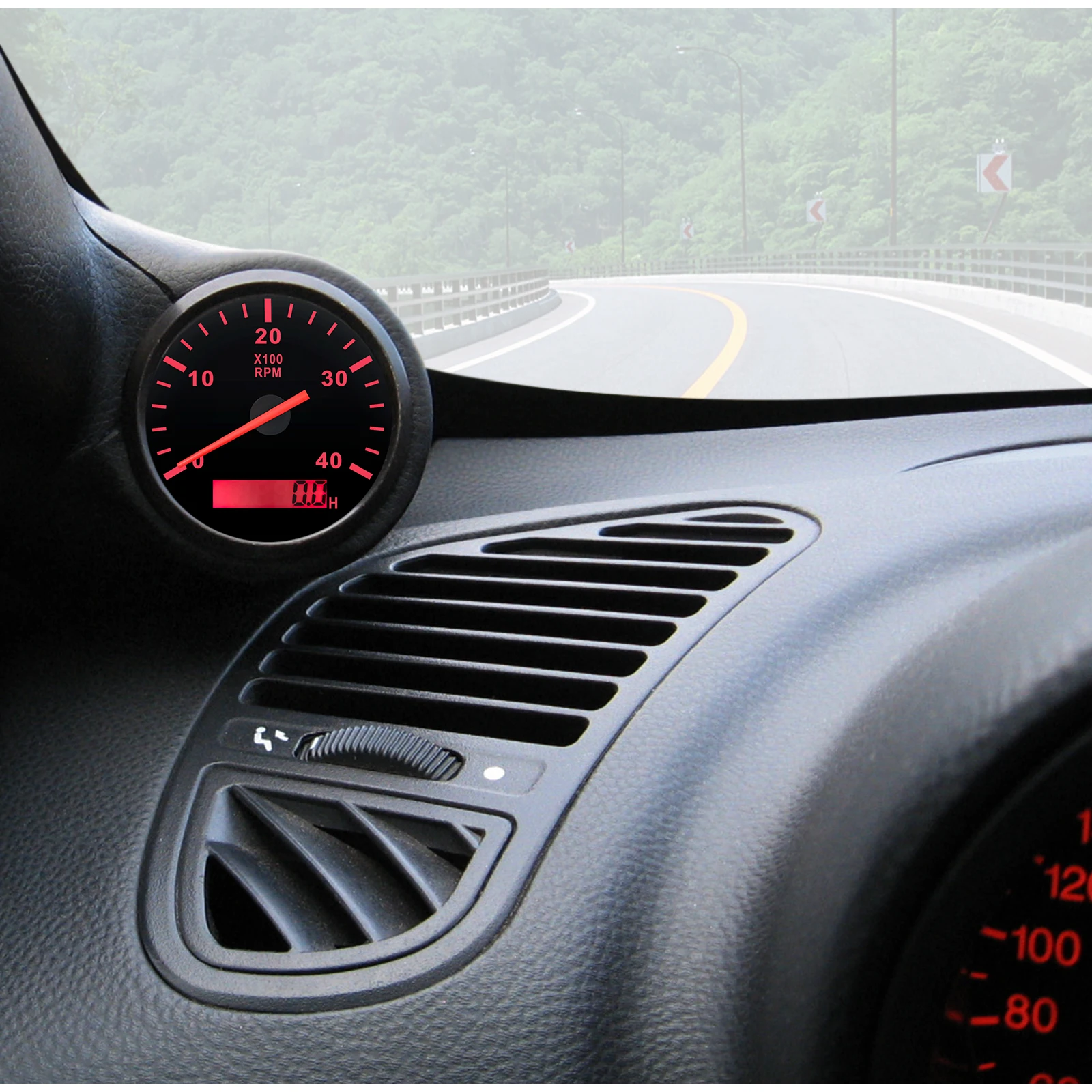 85MM Tachometer 3000/4000/6000RPM Tacho Gauge REV Counter with Hour Meter RPM Meters Red Backlight for Car Boat Diesel Engine