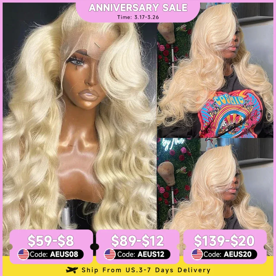 36 40 Inch 250 300 Density Hd Lace Frontal Wig Human Hair Blonde 613 Lace Front Wigs 13x4 13x6 HD Lace Wig Body Wave Human Hair