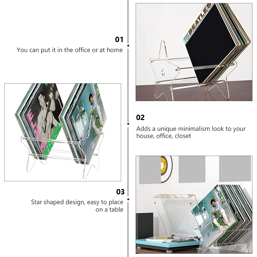 

1pc Transparent Display Rack Acrylic Star Shaped Book Holder Large Capacity Desktop Organizer For Office Home Bedroom Cd