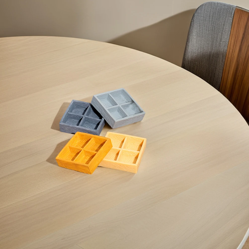 4-teilige Mini-Aufbewahrungsbox aus Kunstharz mit Microlandscape-Dekor und realistischem Vier-Gitter-Layout für die Präsentation kleiner Gegenstände, kreatives Puppenhaus