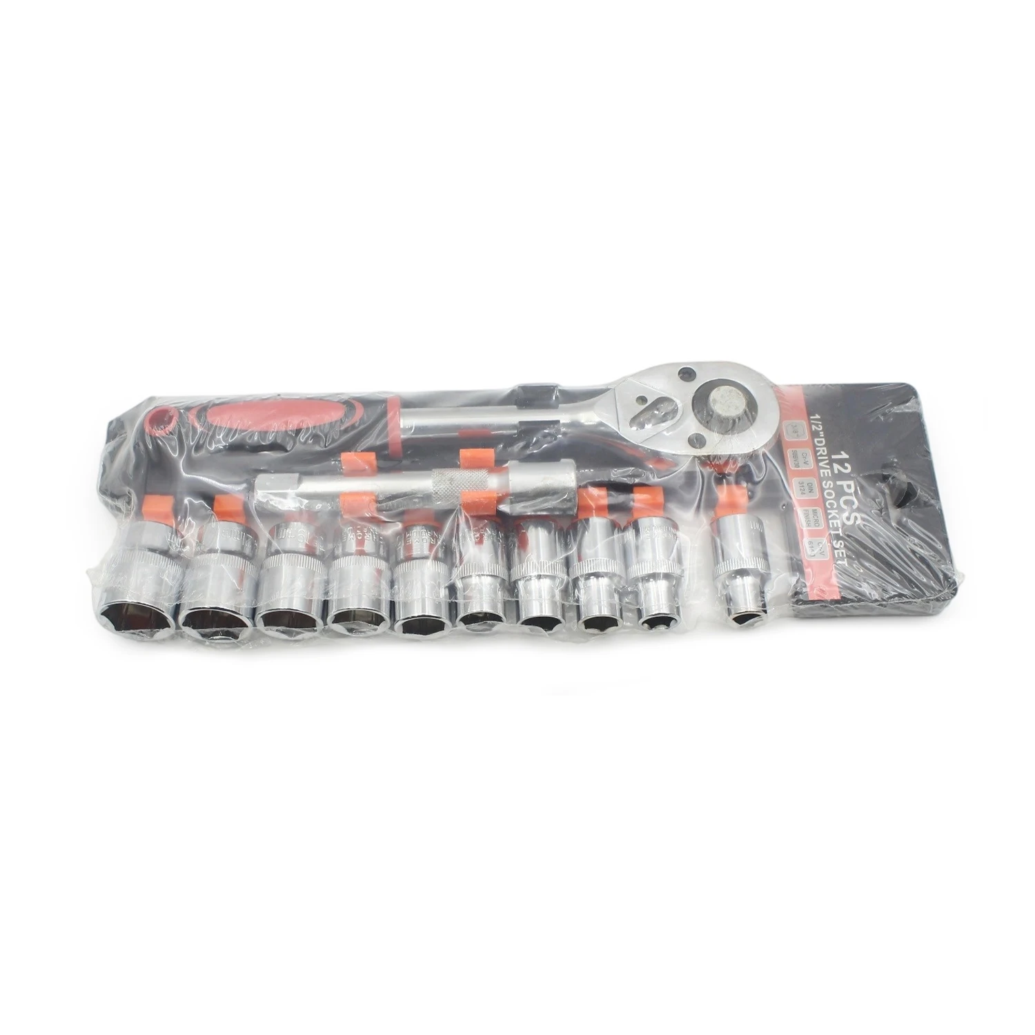 12Pcs 1/2" Drive Chrome Plated Ratchet Socket Wrench Set Short Spanner Hand Tool Kit for Car Motorcycle Bicycle&Household Repair