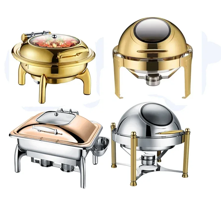 Roll-Top Chafing Roll Top Chaffing Dishes 304 Stainless steel alcohol stove Food Warmer Chafing Dish for hotel buffet