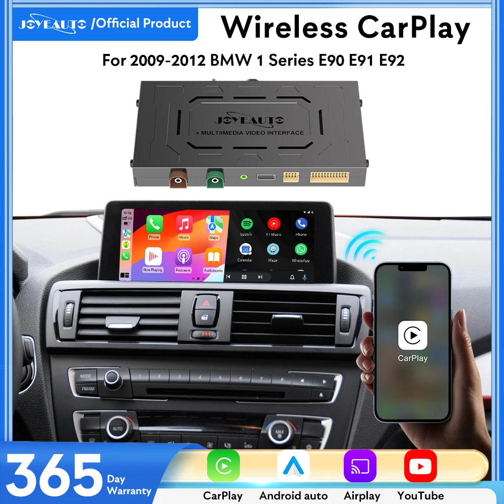 JoyeAuto for BMW Wireless Apple CarPlay Retrofit 2009-2012 3 Series E90 E91 E92 CIC Mirror-Link AirPlay GPS Navigation Netflix