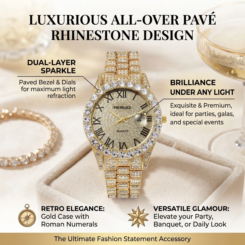 1pcs Fashionable Shiny Watch with Roman Numerals, Exquisite and Versatile Daily Party Trendy Wrist