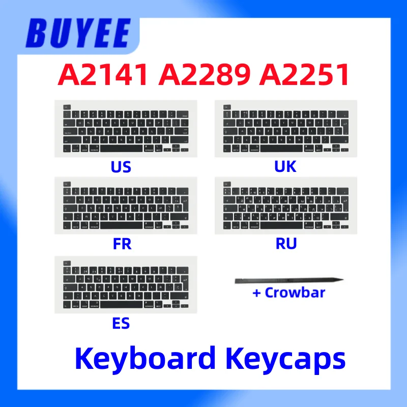 

Original New Keyboard Keycaps For MacBook Pro A2141 A2289 A2251 English US UK Russian Spain French A2141 A2289 A2251 Key Cap