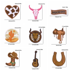 Parches bordados de cowboy para ropa, parche de cabeza de toro termoadhesivo para planchar
