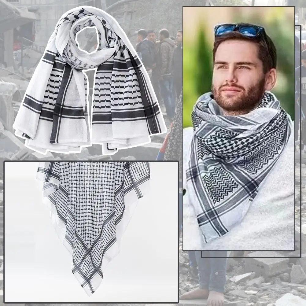 Hijab Jacquard para hombres árabes, bufanda suave de Dubái, Oriente Medio, Arabia Saudita, protección cálida contra el viento, acogedora, mantiene el sol, T7M1