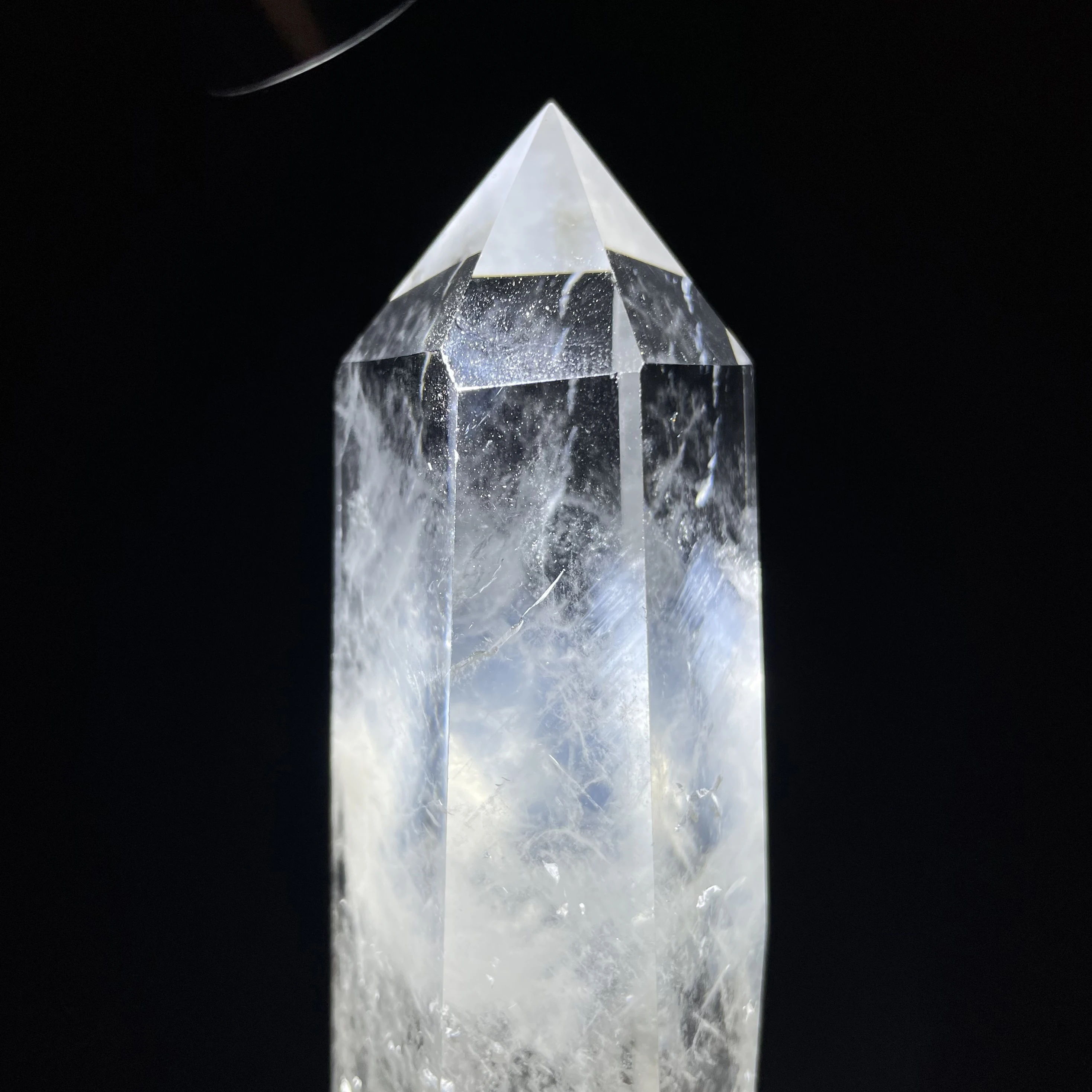 821g Natural Crystal Blue Needle Clear Quartz Tower Polished Wand Point Healing Gift Reiki Obelisk Feng Shui Decor Y3044