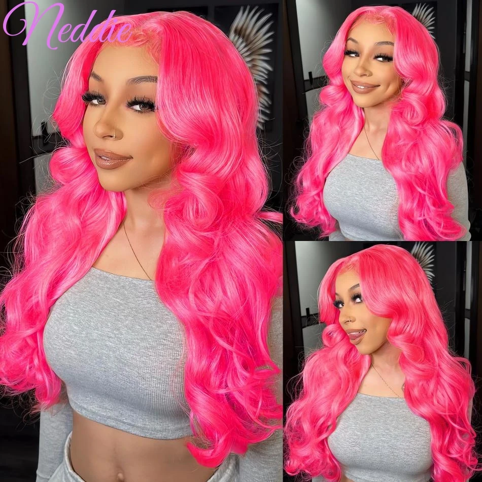 HD Lace Frontal Wig 13x6 100% Pink Colored Body Wave 40 Inch Human Hair Brazilian Colored Wigs For Women Choice Wavy Cheap Wig