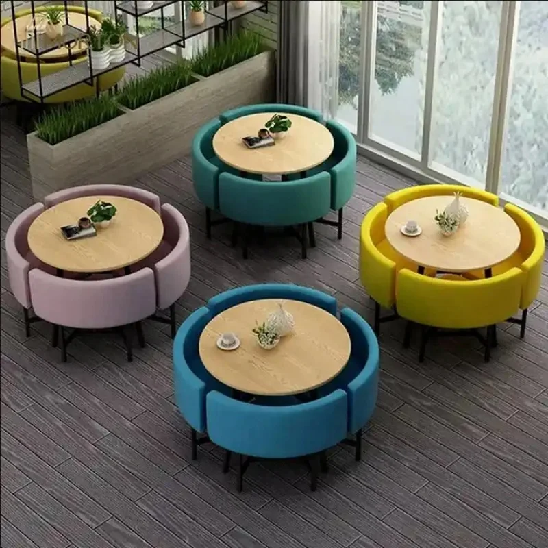 

custom，Fast food restaurant furniture luxury round dining table and chairs set fashion wrought iron table design cafe shop furni