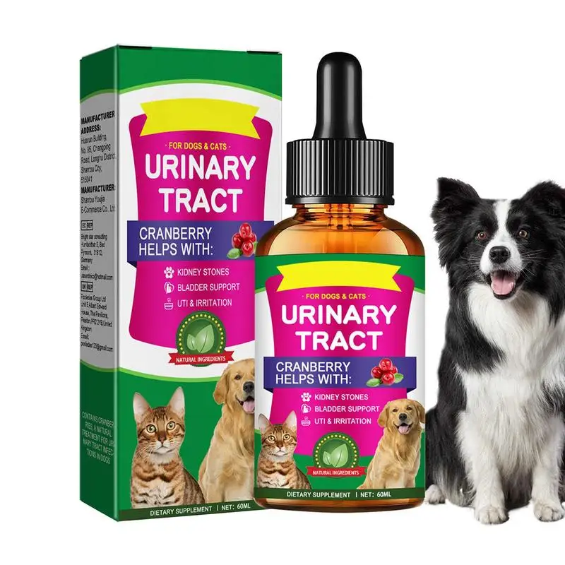 Pet UTI Treatments60ml Powerful Cat Bladder Drops For Urinary Tract Care Multifunction Cranberry Dog UTI Treatments Supplies