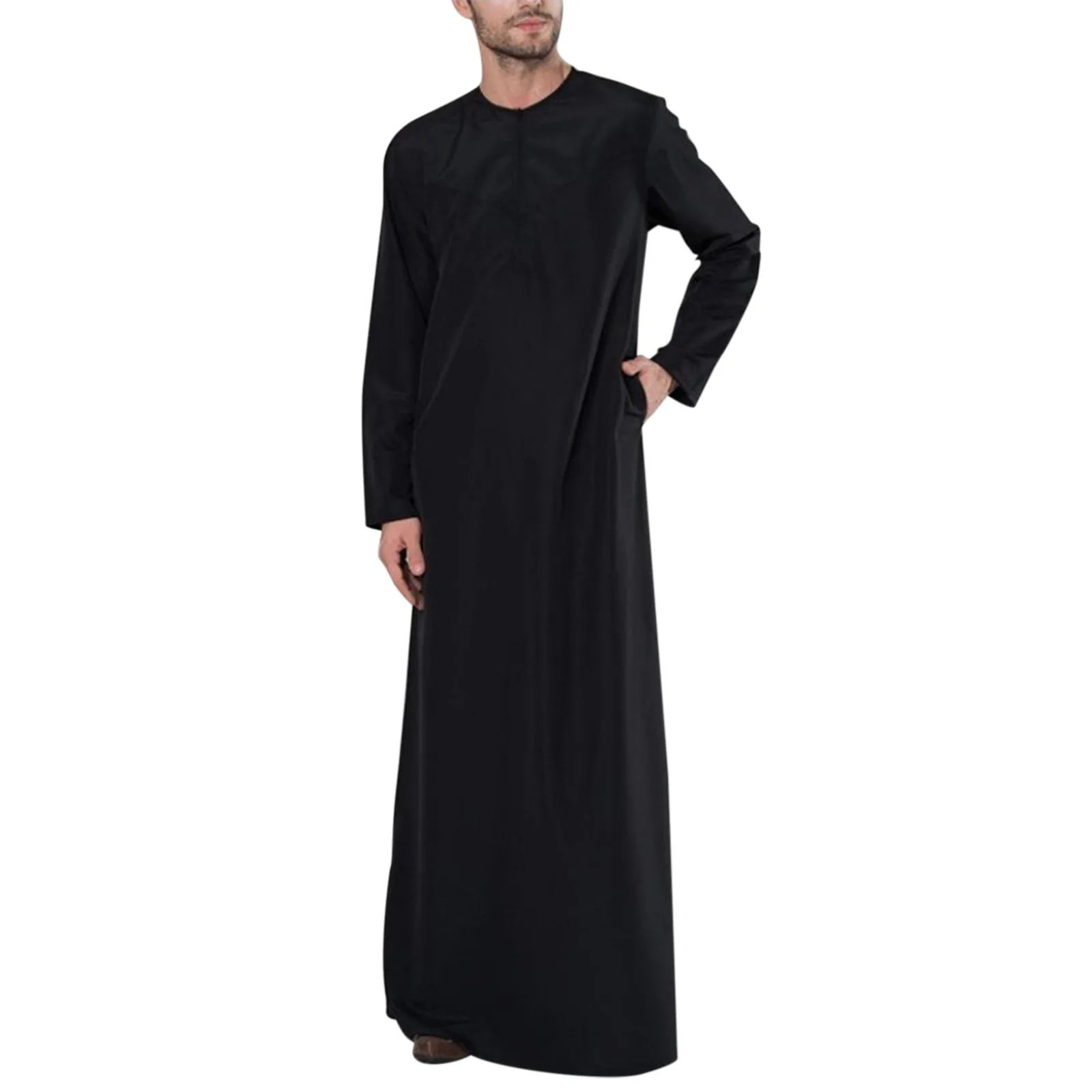 Ropa de manga larga para hombres, caftán musulmán de Pakistán, Arabia Saudita, Djellaba, Islam, Túnica de oración afgana, Aman Abaya Jubba Thobe