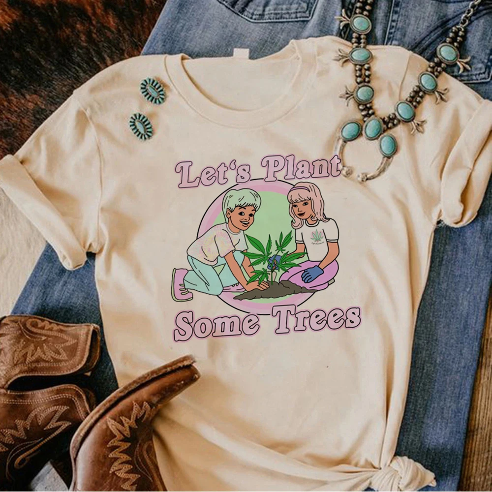 Weed Tee women Japanese manga Y2K t shirt female 2000s comic anime clothing