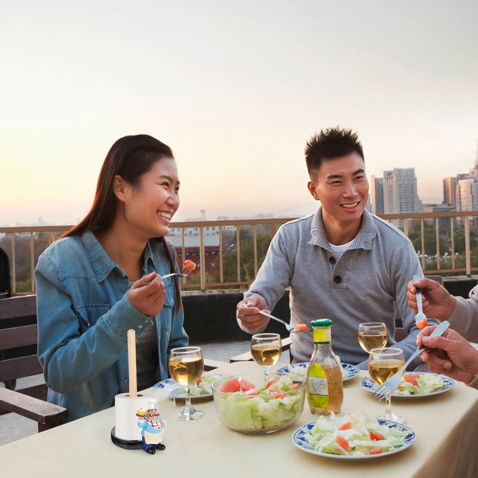 

1pc Chef Paper Towel Holder Resin Napkin Organizer Kitchen Countertop Stand For Indoor Outdoor Use Cling Film Rack Dinning