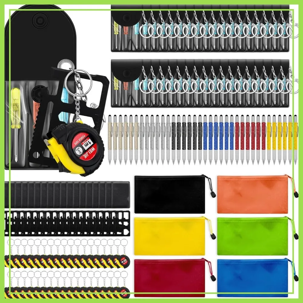 

150 Pcs Mini Screwdriver Keychain Set Multitool Pen Card Tool Bag Pouch for Men Dad Gifts Multicolor