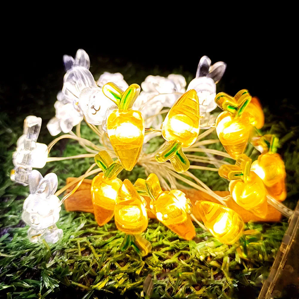 

2M 20Led Easter Rabbit String Light Carrot Chick Eggs Fairy Light Garland Happy Easter Party Decoration for Home Kids Gifts 2025