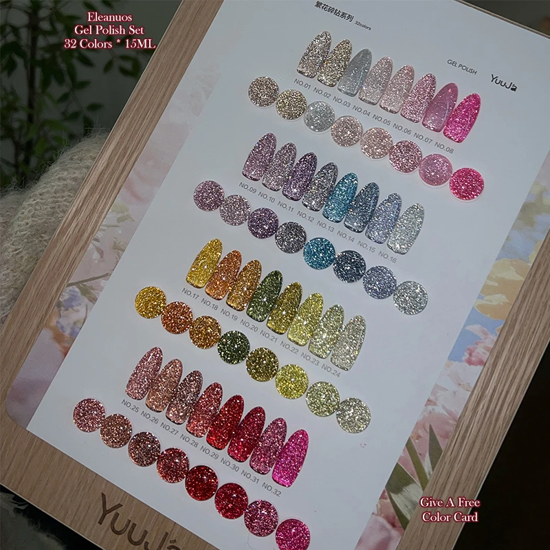 YuuJa 32 Colors Sparkle Glitte - Color Checker Card ulasan dan harga