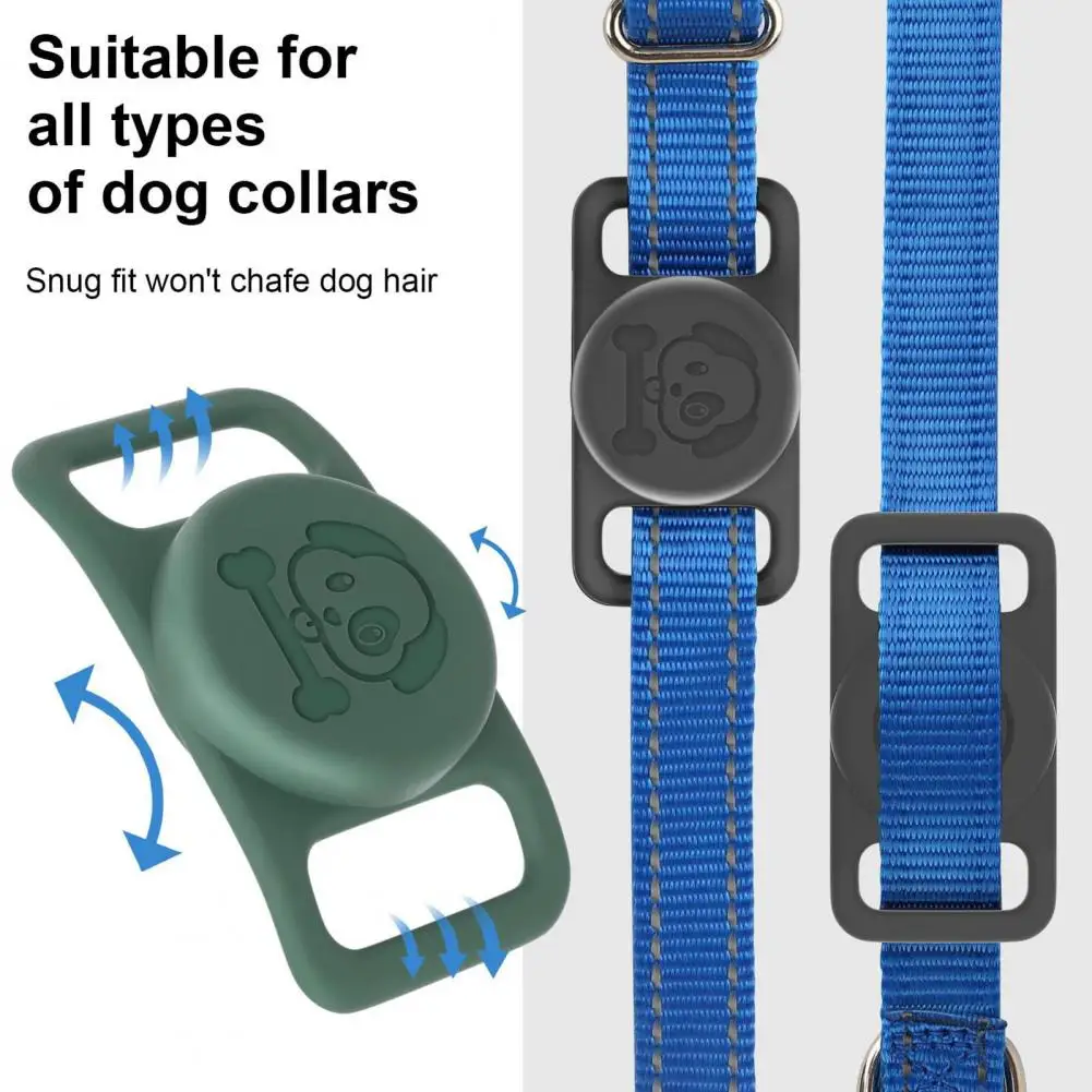 Silicone Protective Cover for Airtag Dog Collar Holder Full Coverage Waterproof Anti-Lost Scratch-Proof Positioner Protector