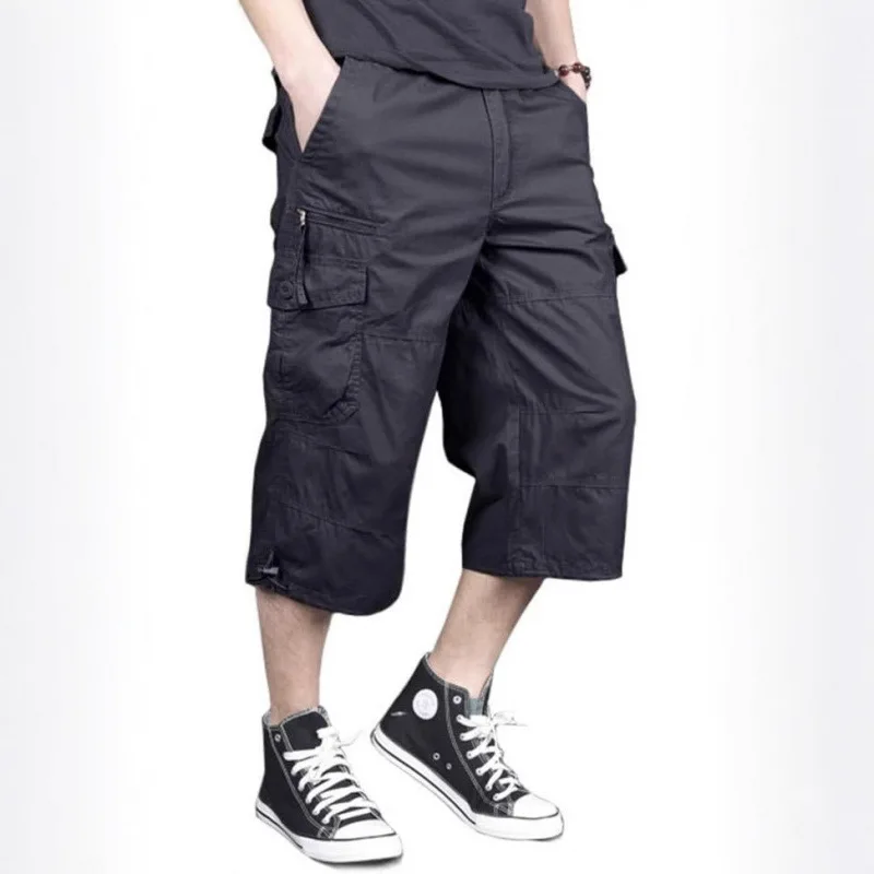 

Men's Cropped Pants Long Elastic Tooling Shorts Below The Knee Shorts