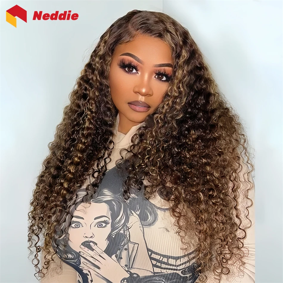 

200 Density Highlight Color Brazilian Curly Wig 100% Human Hair 13x6 Hd Lace Frontal Deep Wave Wigs for Women on Clearance Sale