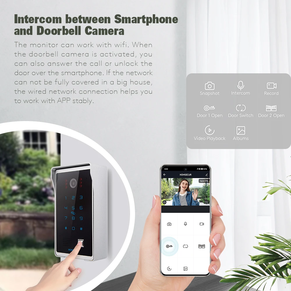 Tuyasmart APP HD Wired Home Security Video Doorphone Intercom 7” WIFI Monitor IP65 Doorbell Camera Password RFID Access Snapshot