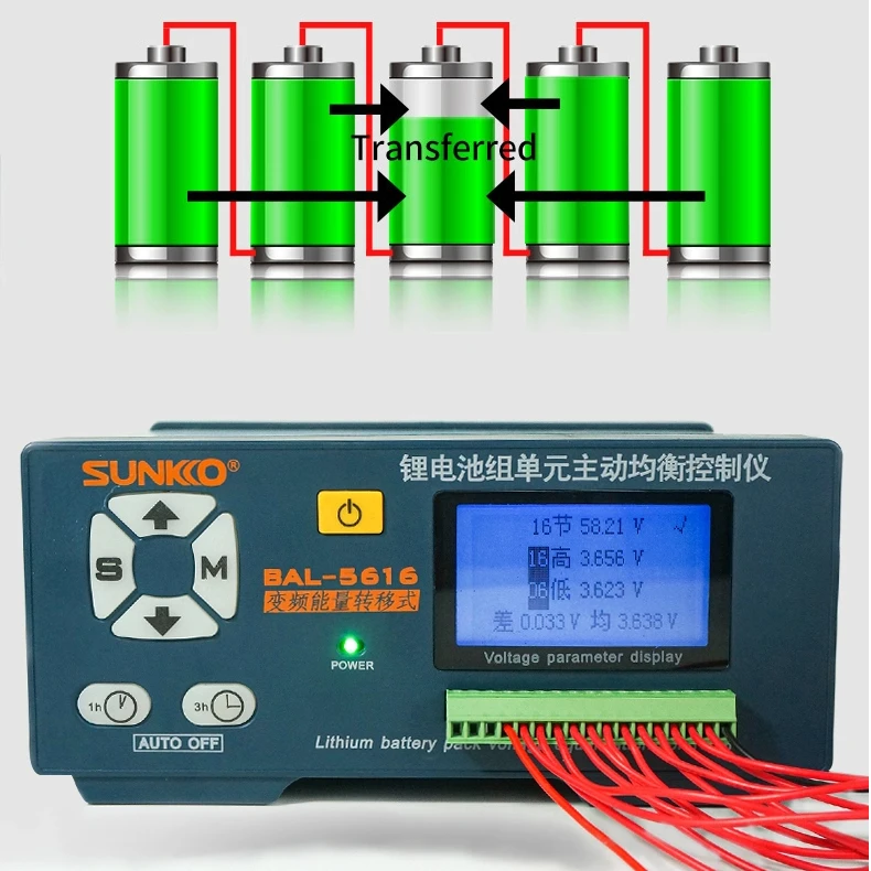 

BAL-5616 5A Active Equalizer 16S Li-ion Lifepo4 Battery Balancer ±30mV Precision with LCD Display