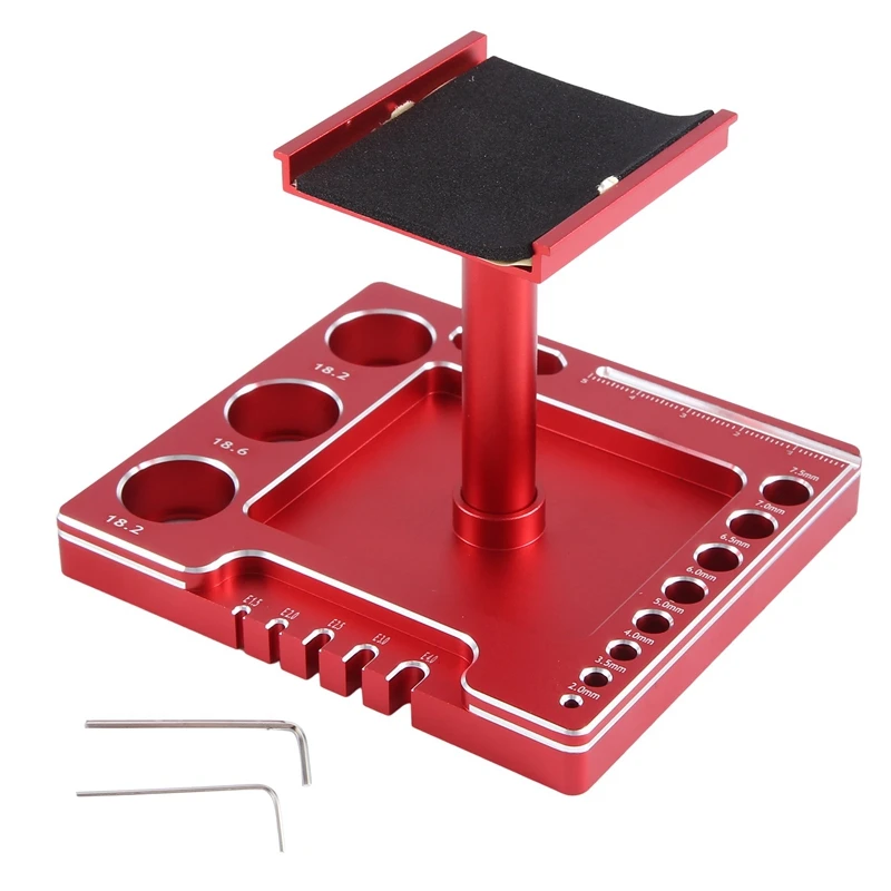 Metal RC Car Work Stand Repair Workstation Assembly Platform 360 Degree Rotation For TRX4M FMS SCX24 1/18 RC Car Replacement Red