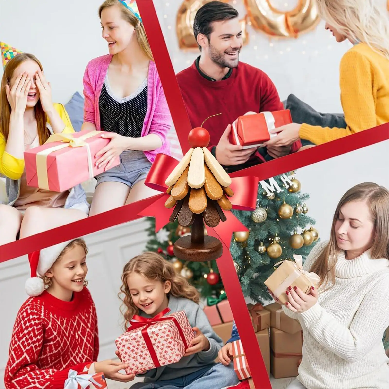 

Wooden Trivet Tree 4 Pieces Foldable Non-Slip Table Trivet Hot Pot Holders With Stand For Kitchen Outdoor Picnic Dining Holiday