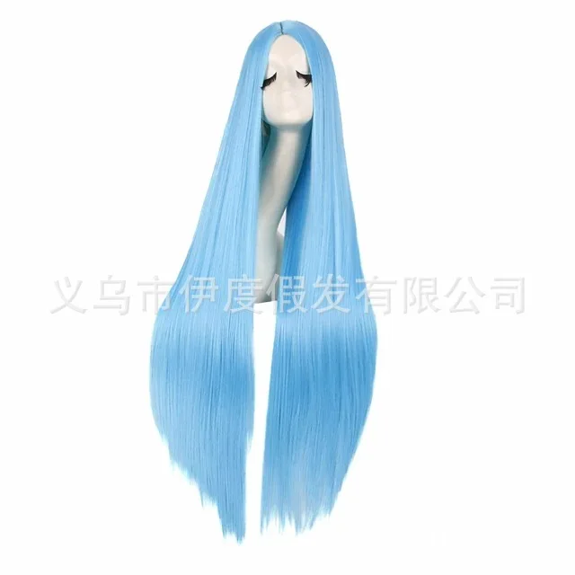 Warna Eropa dan Amerika anime 1-meter rambut lurus panjang menengah warna COS wig Halloween kinerja panggung multiwarna