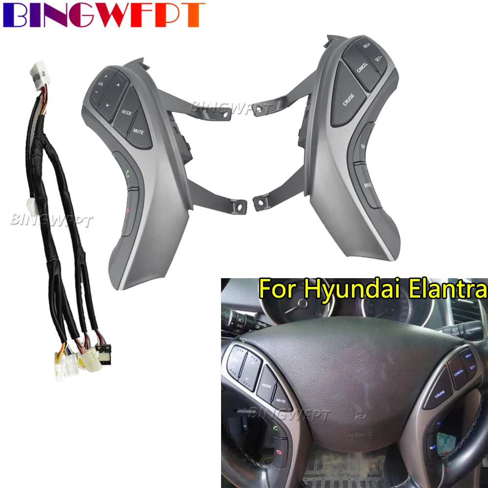 

14 Pins Heating harness Multifunction Steering Wheel Volume Audio Cruise Control Switch Button For Hyundai I30 Elantra 2012-2015