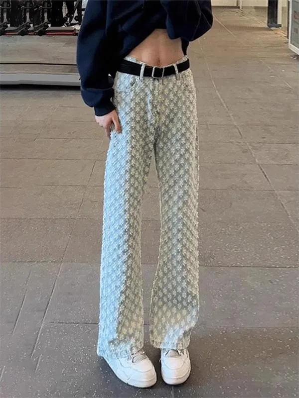 

Slim Fit Blue Denim Jeans Men High Waist Straight Leg Casual High Street Vibe Trousers Wear Resistant Long Pants for Teens