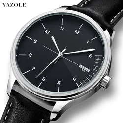 YAZOLE Brand Men's Watches Fashion Sports Quartz Wrist Watches Men Casual Leather Mens Watches Business Male Clock reloj hombre