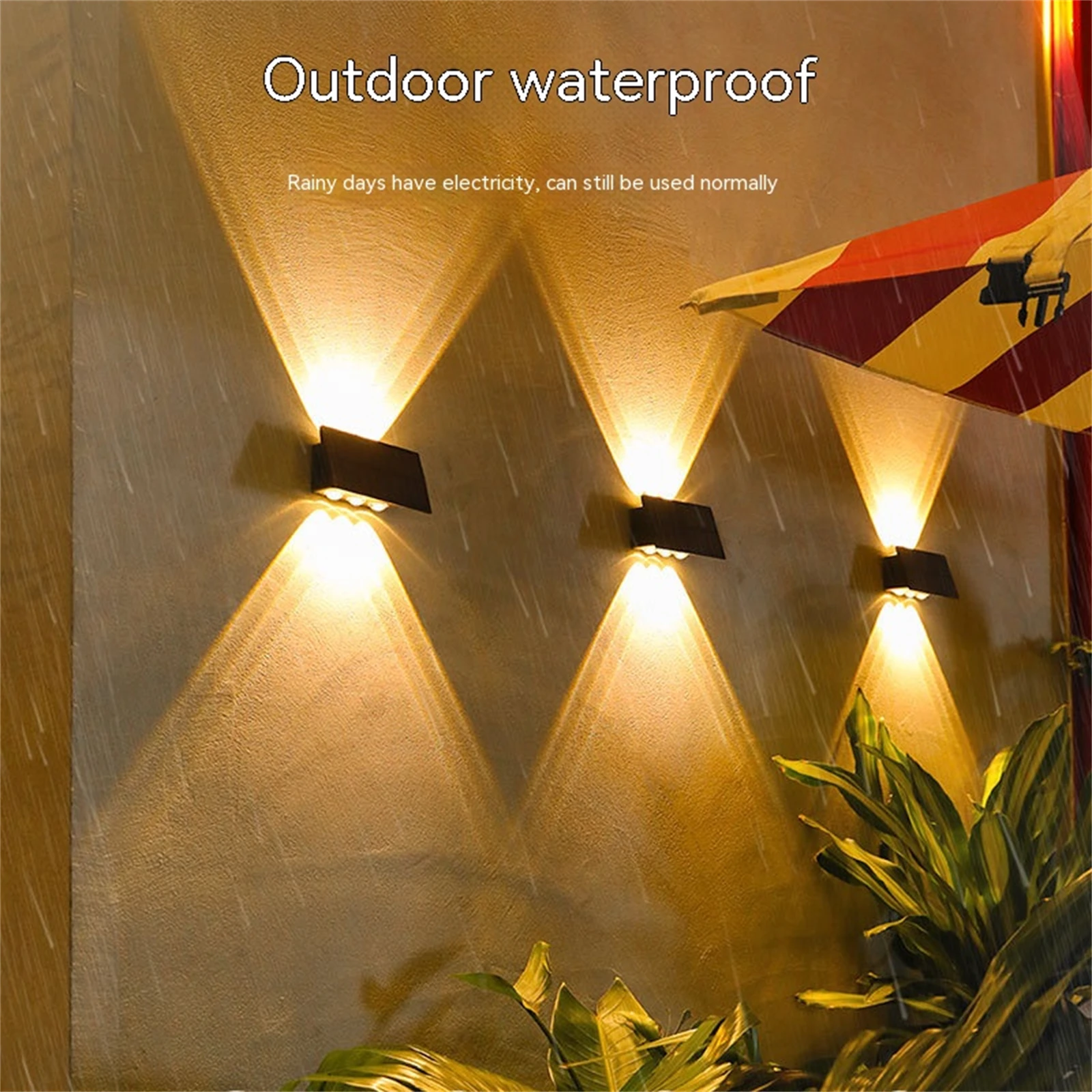 

1pc Outdoor Solar Lights With 3.7V/2400MA Battery IP65 Waterproof Wall Sconce For Garden Balcony Yard Street Decor