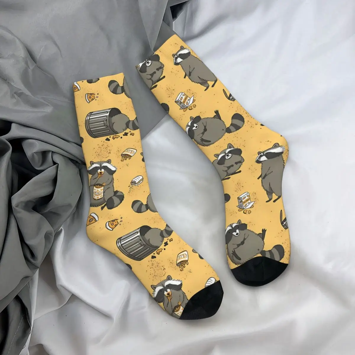 Funny Happy Sock for Men Rascally Hip Hop Raccoon Animal Quality Pattern Printed Crew Sock Casual Gift