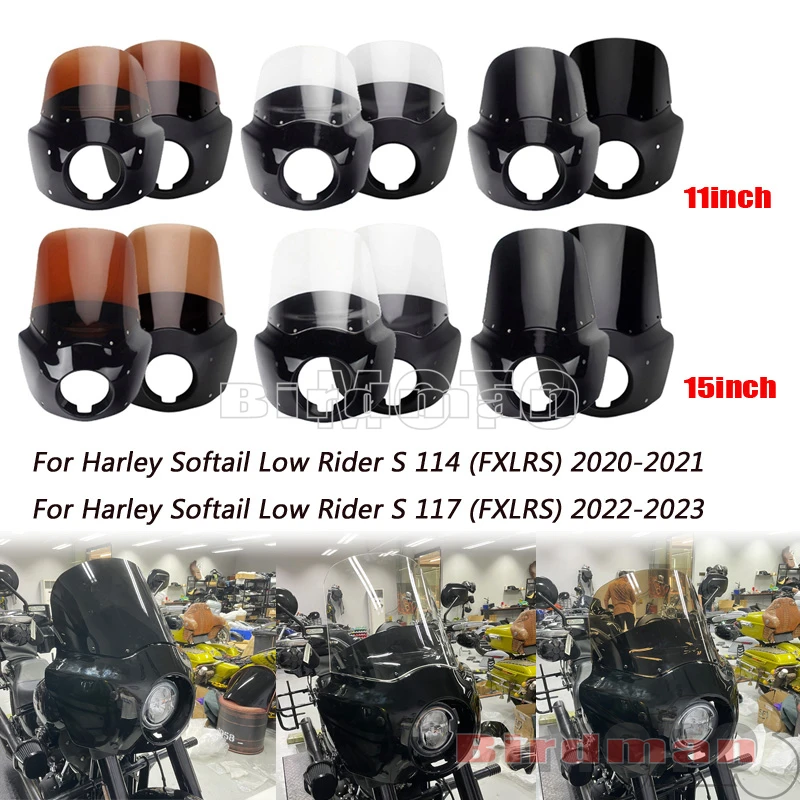 

11" / 12"/15" Windscreen Windshield Front Fairing Wind Shield Spoiler Deflector For Harley Softail Low Rider S 117 114 FXLRS 20-